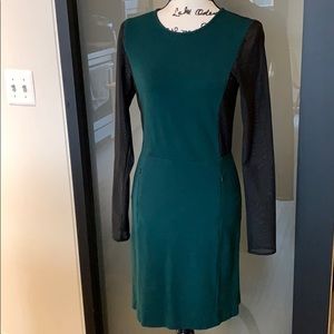 Colorblock Mesh Sleeve Dress